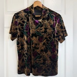 Vintage Crushed velvet floral top
